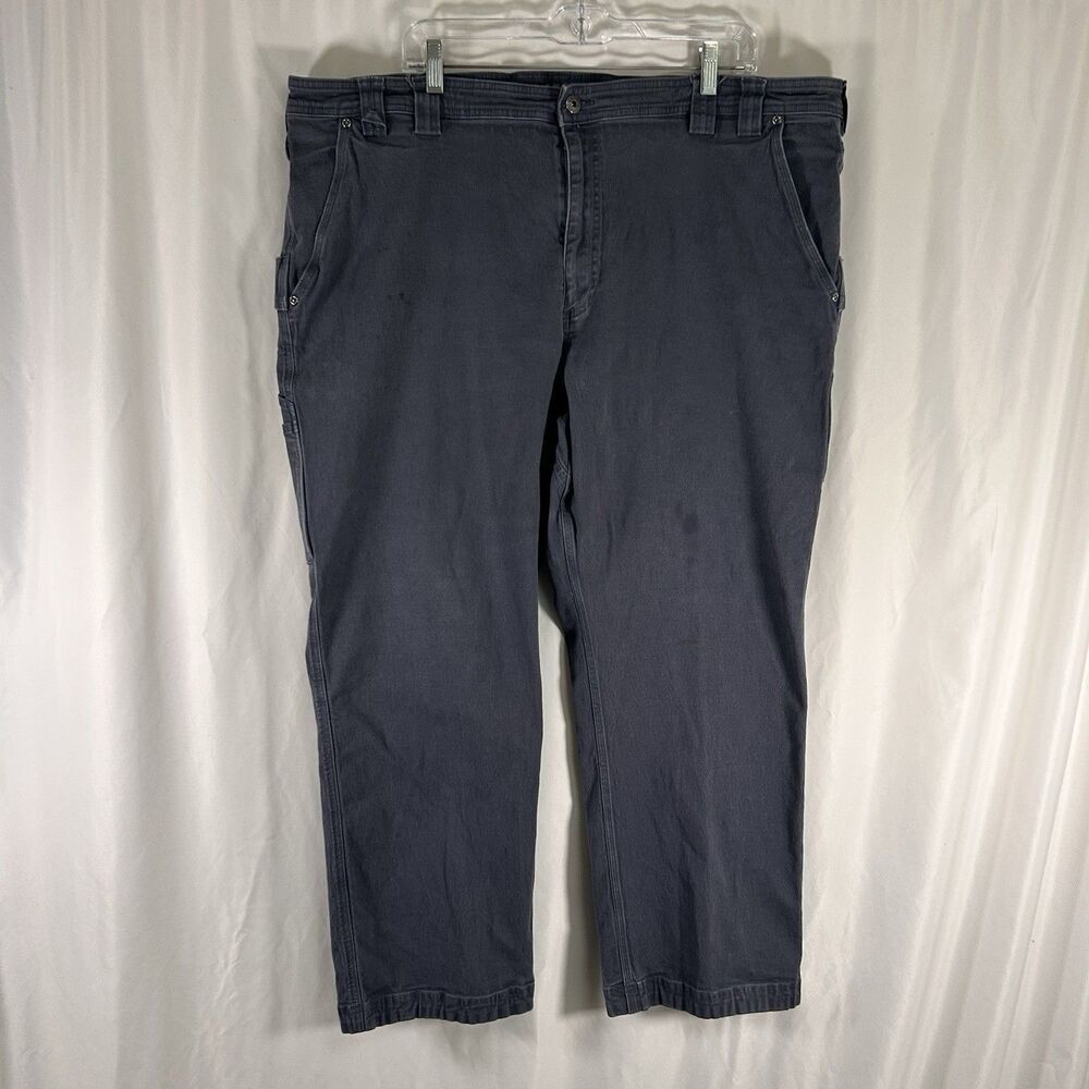 Duluth Flex Fire Hose Pants Men's 46x30 Blue Carpenter Relaxed Canvas Cotton Bl
